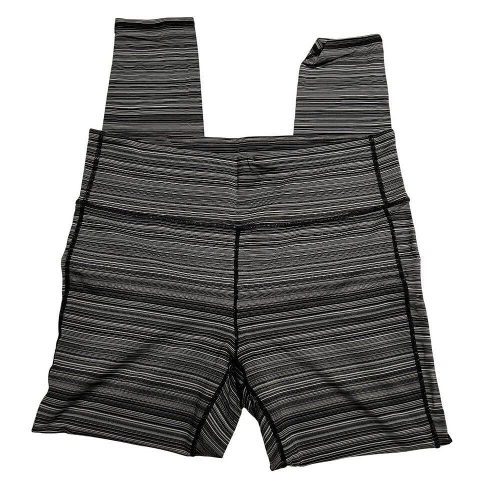 NWOT Athleta Women's Striped High-Rise ankle Black Grey White